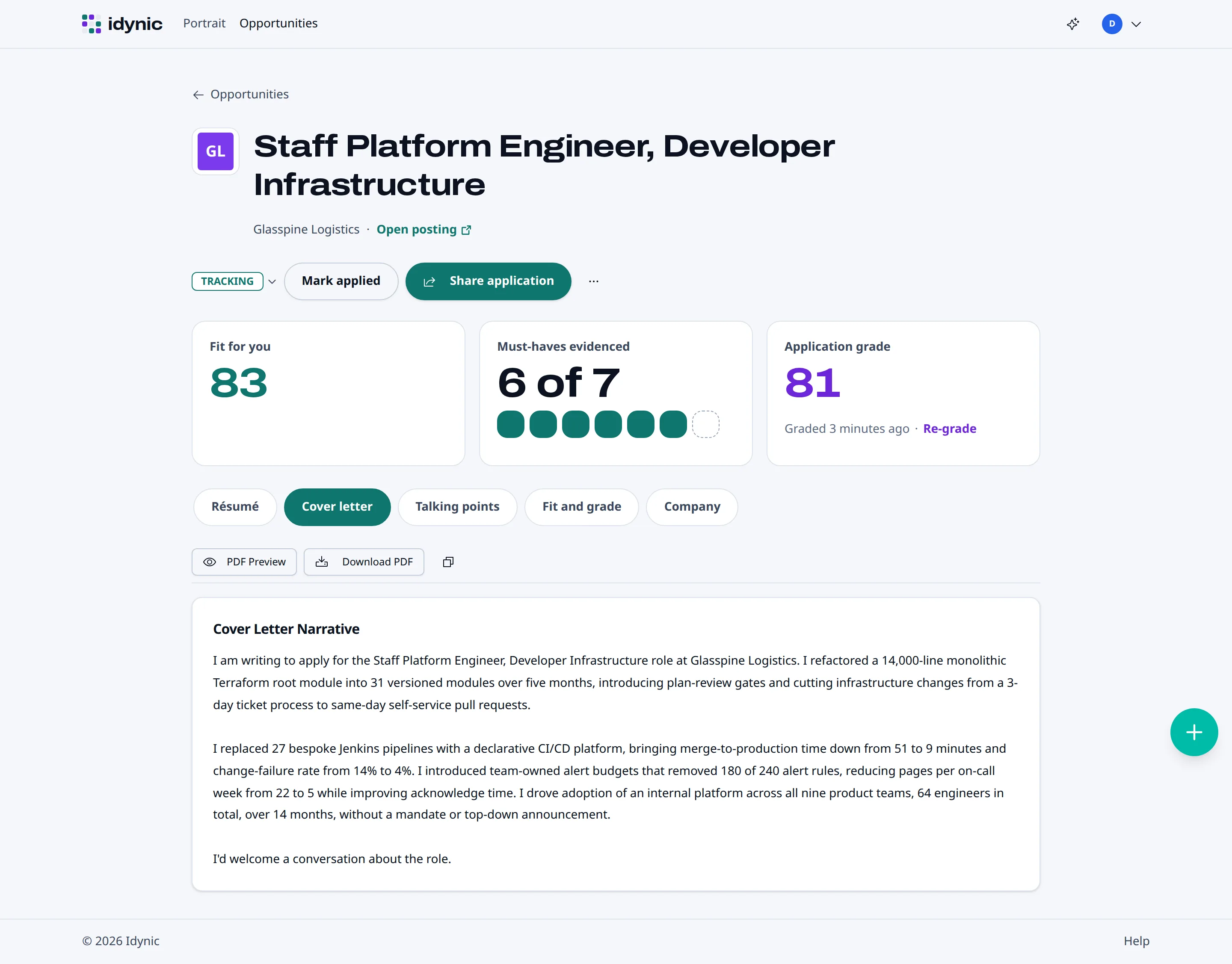 A cover letter for the Staff Platform Engineer role